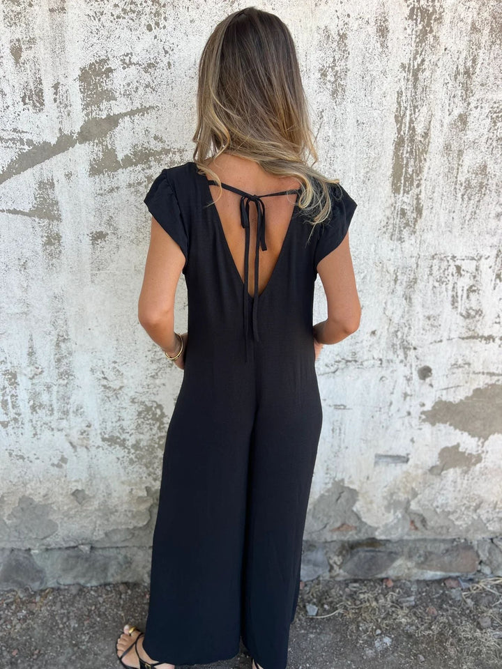 Emma-Leopard Print V-Neck Jumpsuit