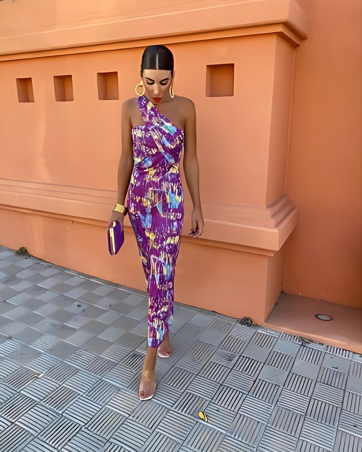 Maria Elegant One-Shoulder Maxi Dress