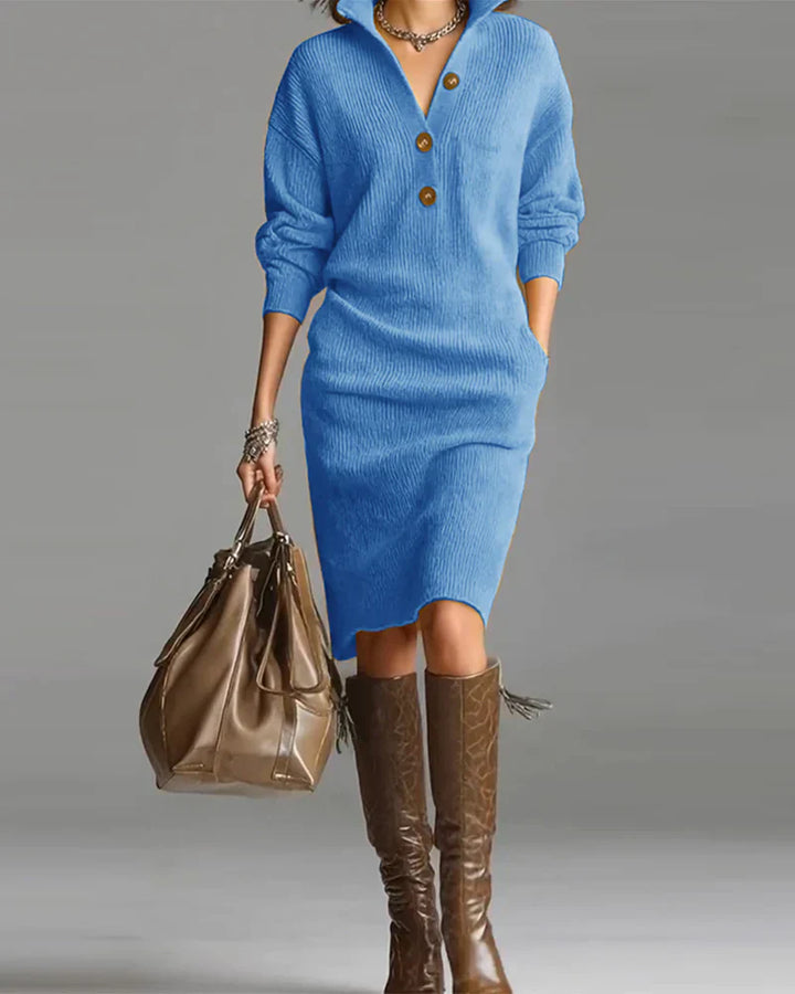 Lucia - Knitted dress with collar and buttons