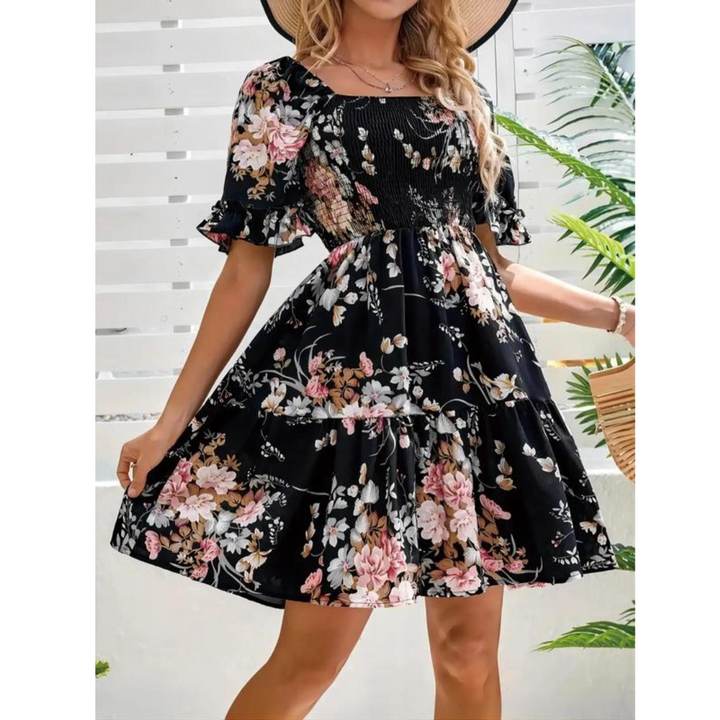Abi™ – Vintage Floral Flounce Sleeve Summer Dress