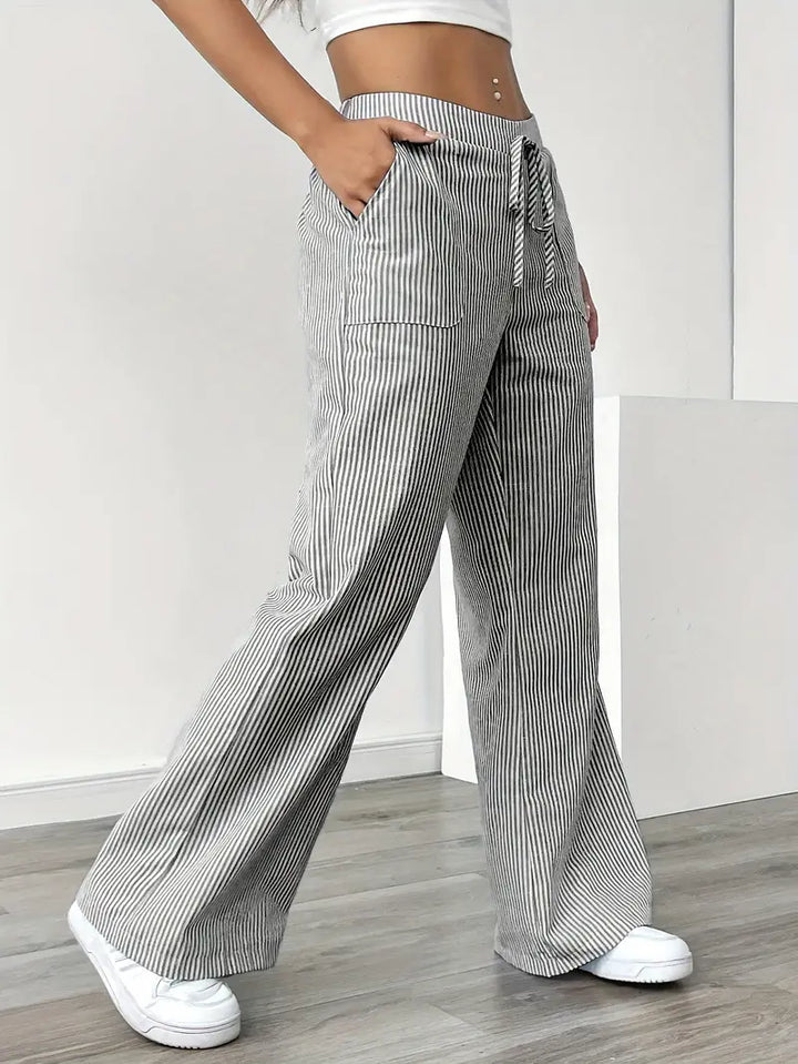 Nina™ - Elegant Striped Pant With Pockets