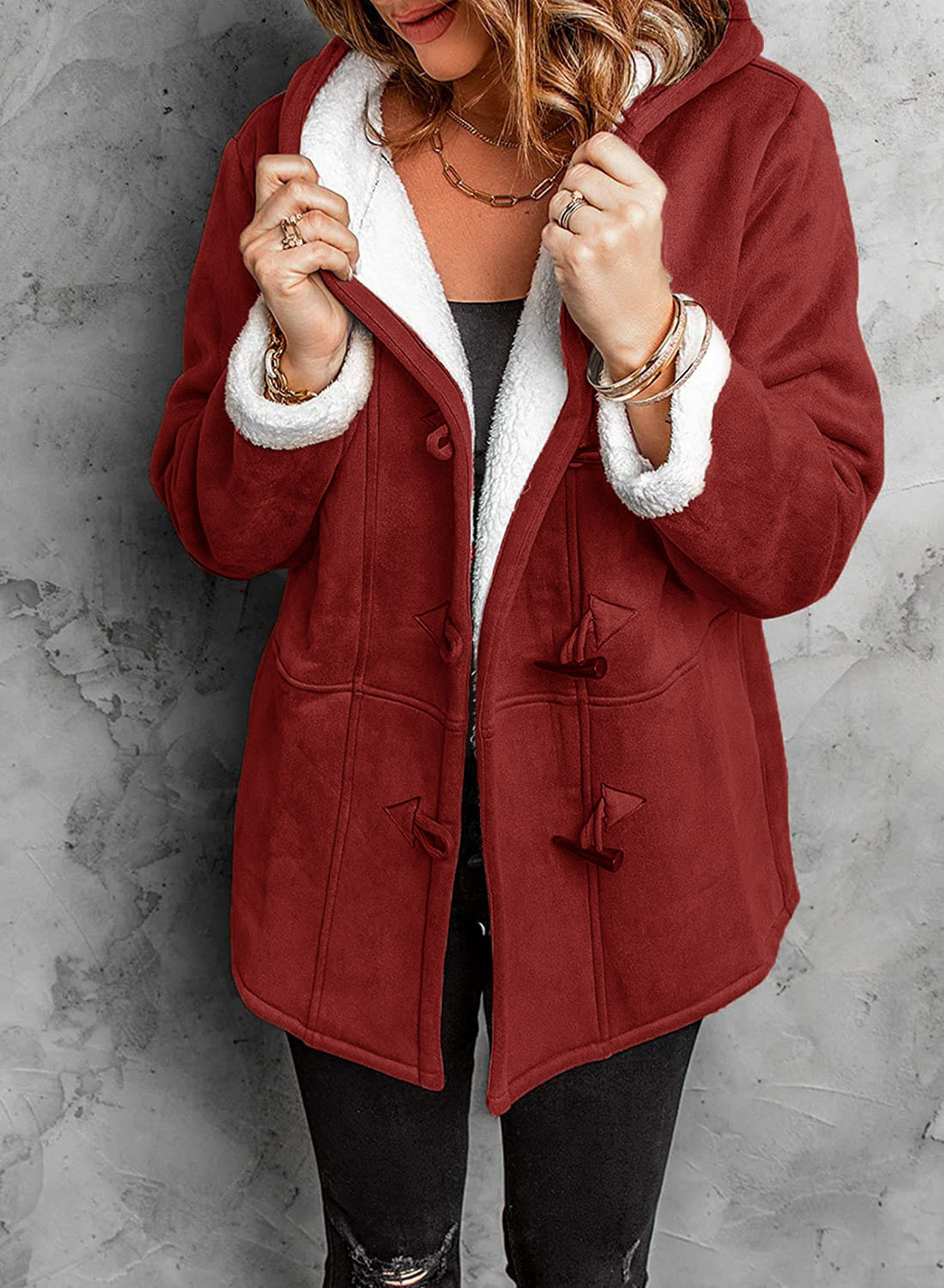 Tahsa- Toggle Winter Coat with Hood and Warm Lining
