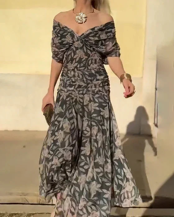 Julieta - Elegant V-neck off-the-shoulder dress