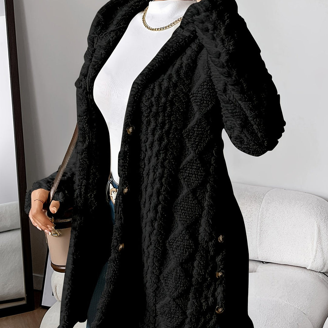 Paula™ - Plush Diamond-Patterned Hooded Cardigan