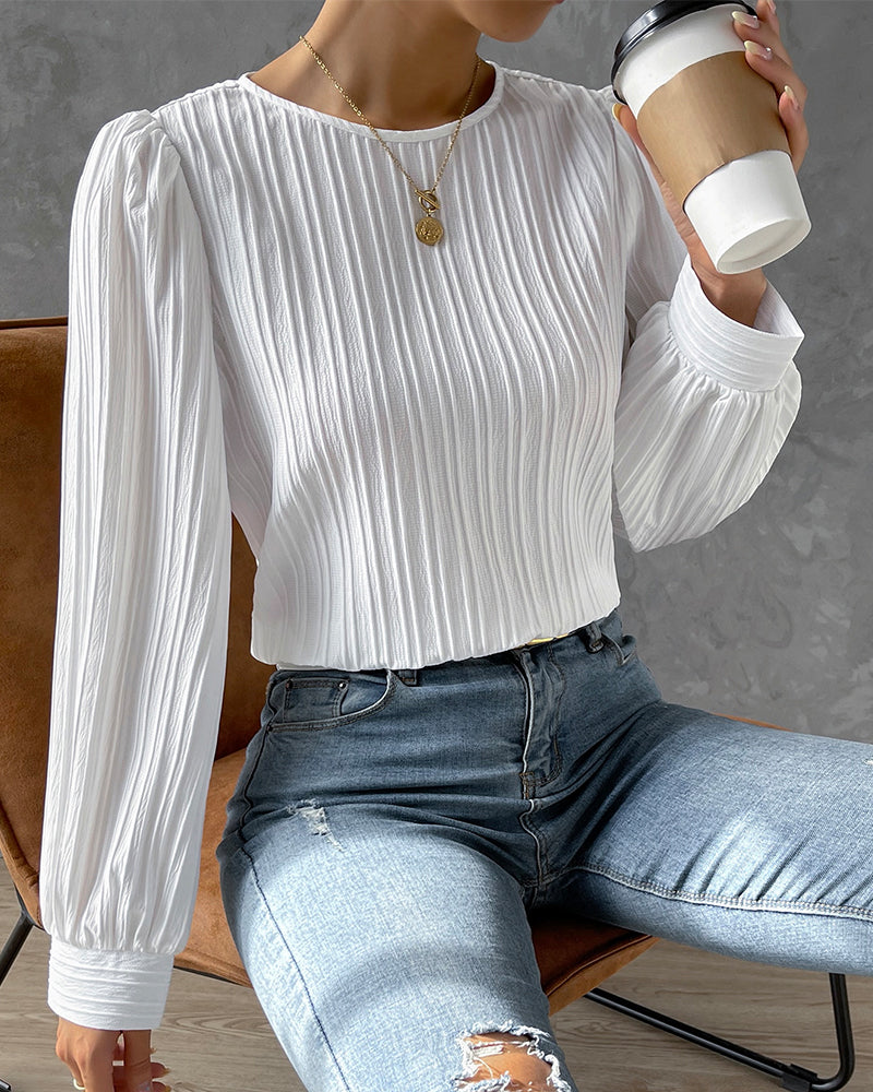 MARLEY | PLEATED LANTERN SLEEVE TOP FOR WOMEN