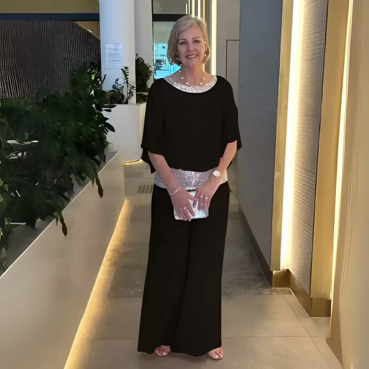 Gloria™ – Sequin-Trim Chiffon Two-Piece Set