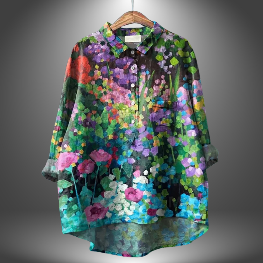 ALLY – HAND-PAINTED FLORAL BLOUSE