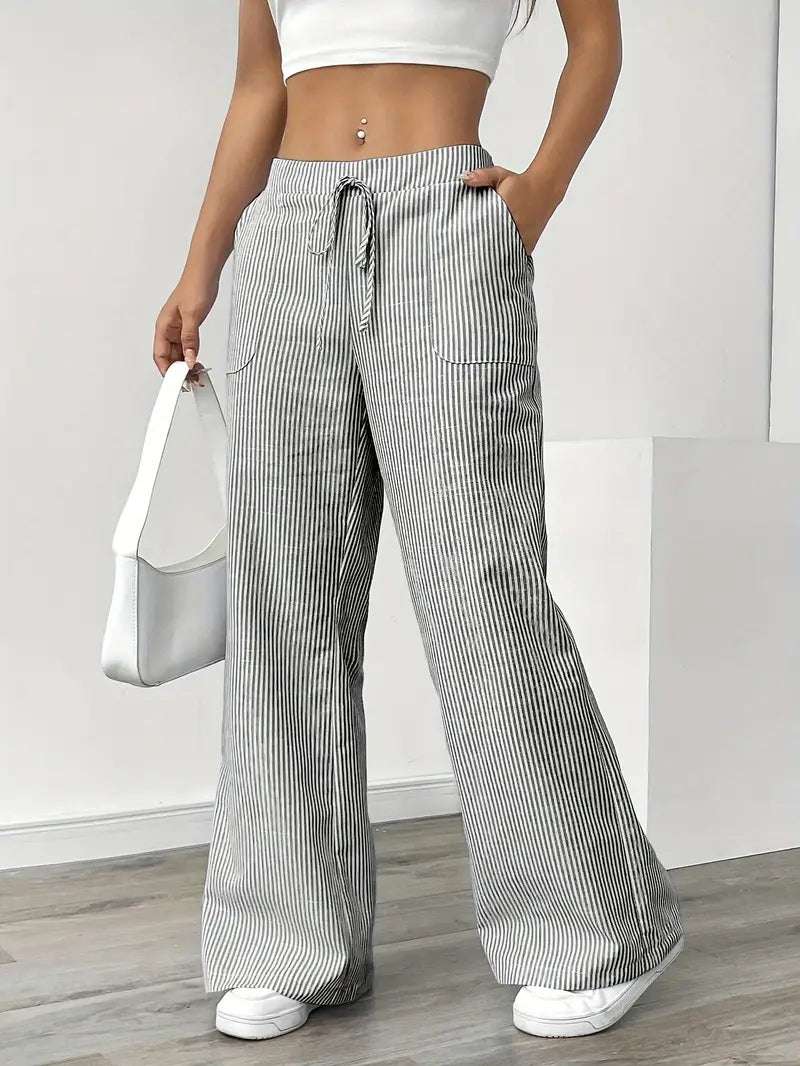 Nina™ - Elegant Striped Pant With Pockets