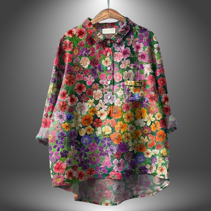 ALLY – HAND-PAINTED FLORAL BLOUSE