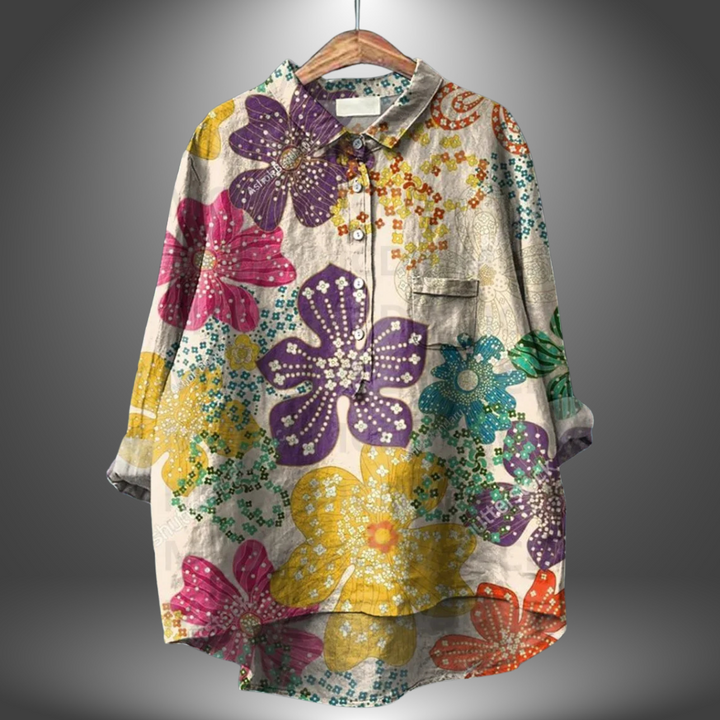 ALLY – HAND-PAINTED FLORAL BLOUSE