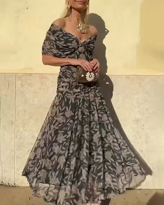 Julieta - Elegant V-neck off-the-shoulder dress