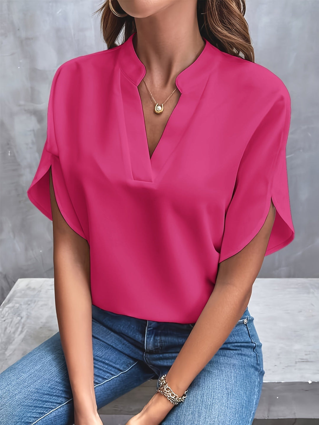 Melanie - Classic V-Neck Blouse