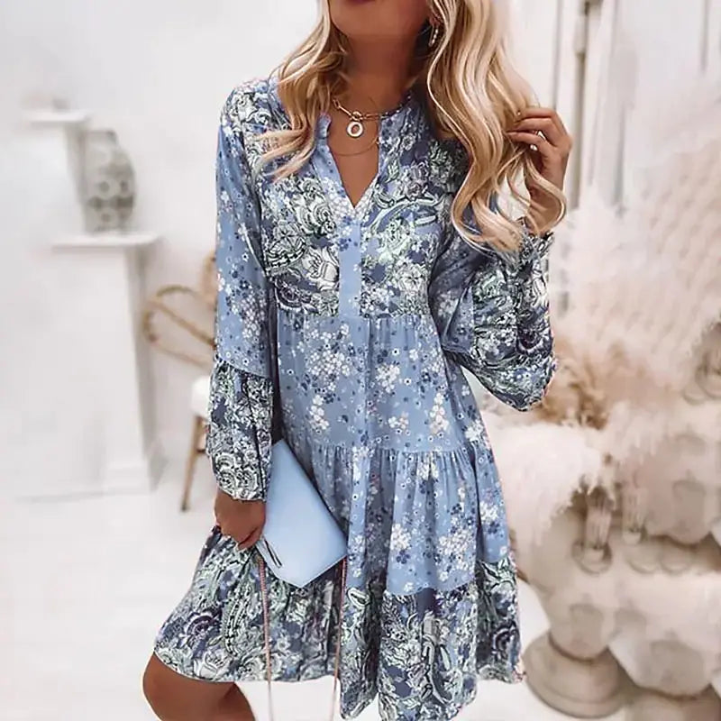 SKYLA | PLEATED LONG SLEEVE CASUAL DRESSES