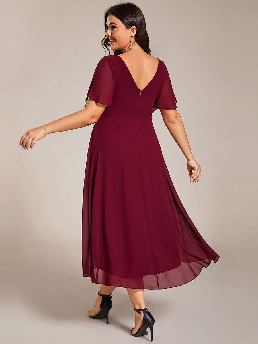 FAYE™ |Plus Size V-Neck High-Low Chiffon Wedding Guest Dress