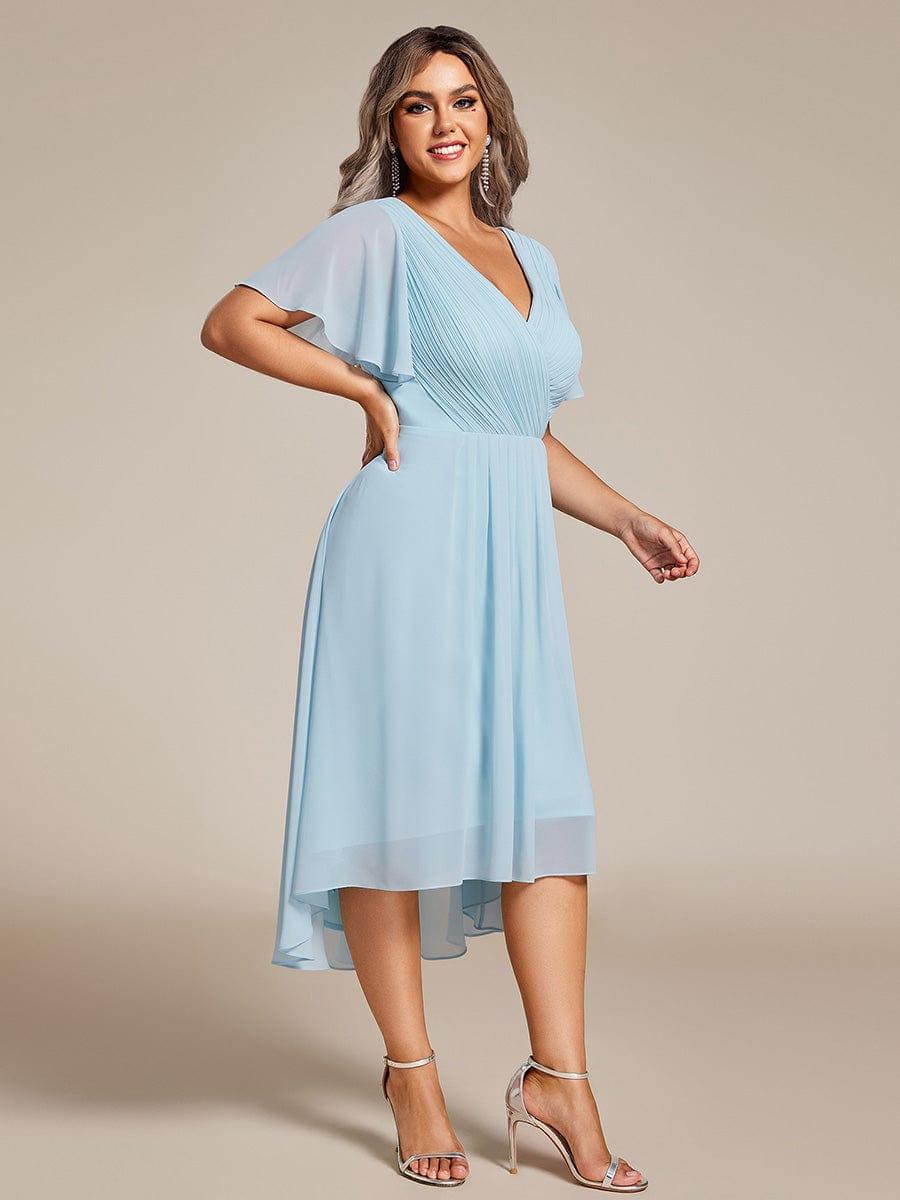 FAYE™ |Plus Size V-Neck High-Low Chiffon Wedding Guest Dress