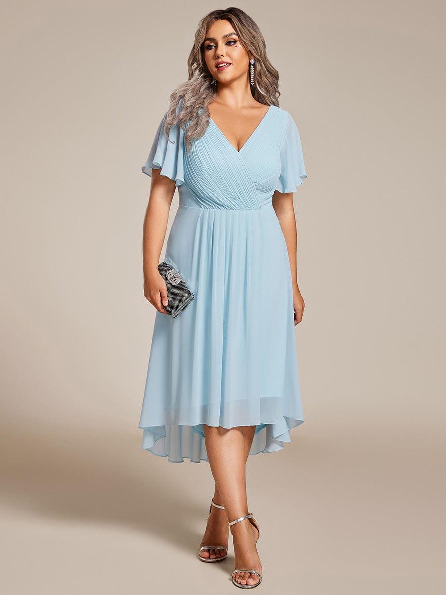 FAYE™ |Plus Size V-Neck High-Low Chiffon Wedding Guest Dress