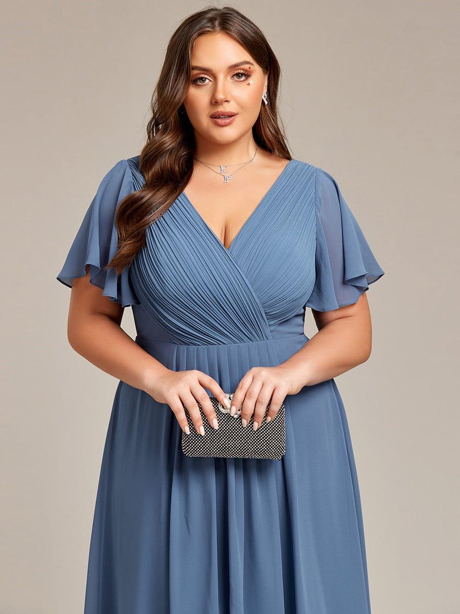 FAYE™ |Plus Size V-Neck High-Low Chiffon Wedding Guest Dress