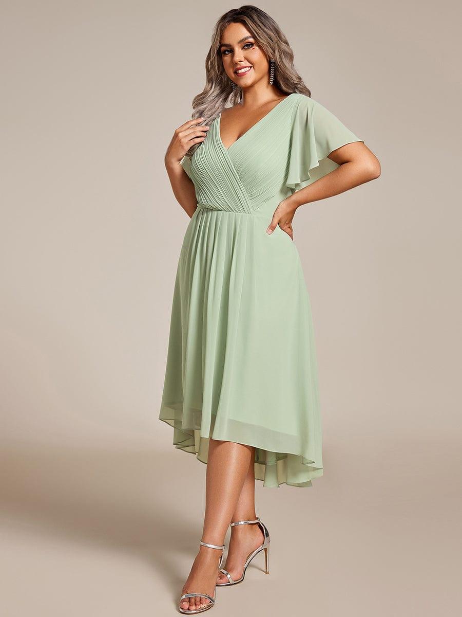 FAYE™ |Plus Size V-Neck High-Low Chiffon Wedding Guest Dress
