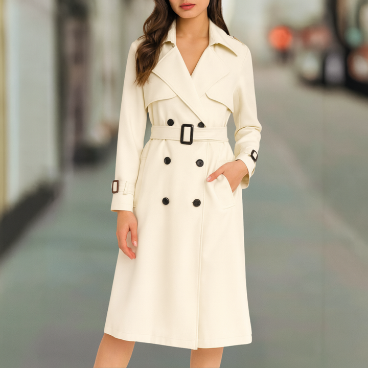 Cleo - Classic Trench Coat With Detachable Belt & Pockets