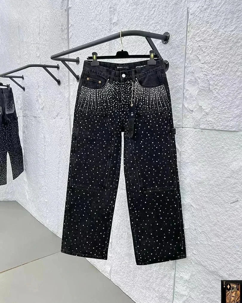 Wide Legs Jeans with Sequins