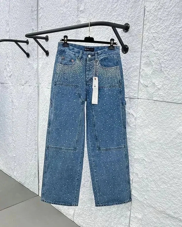 Wide Legs Jeans with Sequins