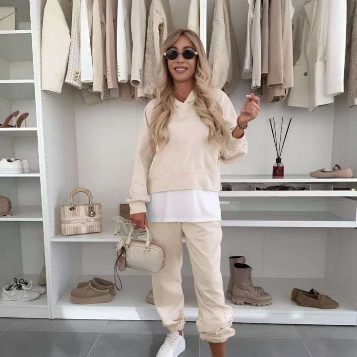 Hazel-Hooded Casual Sweatshirt Set