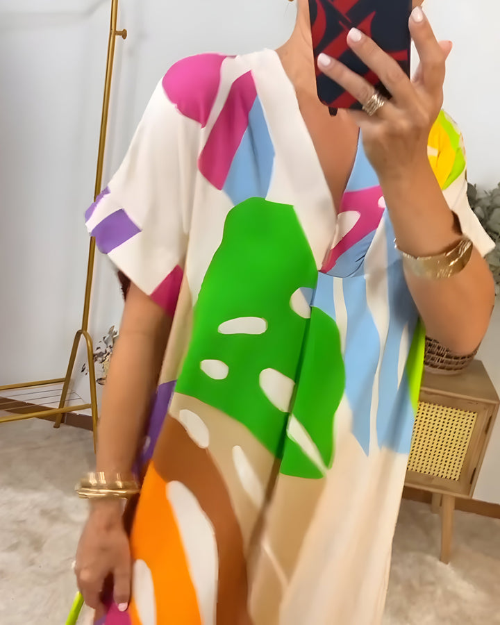 Janice | Casual Colorful Leaf Print Dress