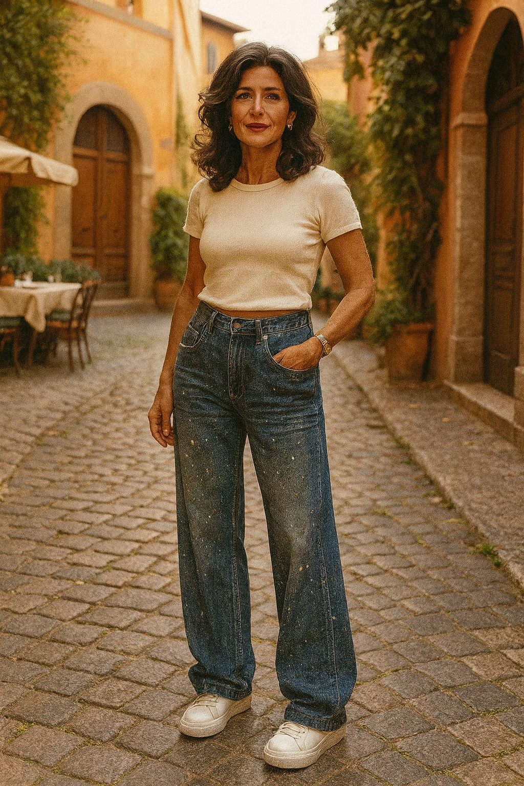 Sofia™ | Elegant Wide Leg Jeans With Rhinestones