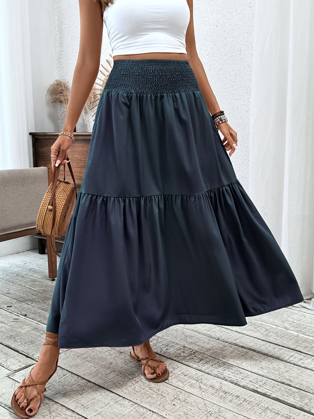 Malika – Tiered Floral Maxi Skirt