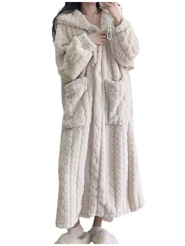 Lucy™ - Cozy Coral Fleece Hooded Robe