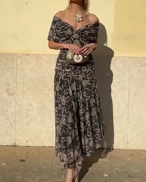 Julieta - Elegant V-neck off-the-shoulder dress