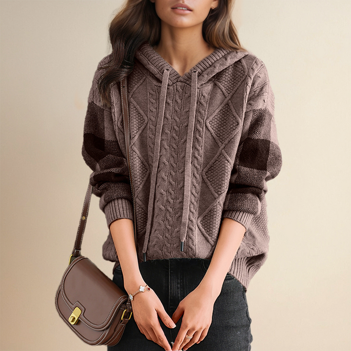 Tamsin™ - HOODED SWEATER WITH ELEGANT JACQUARD DESIGN