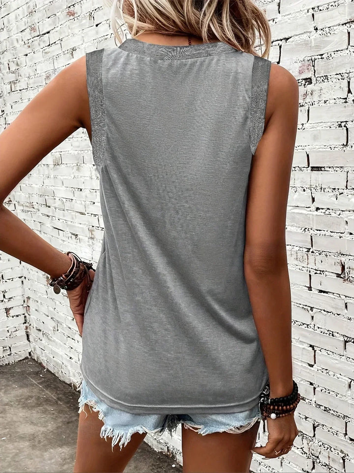 Jezzy - Breathable V-Neck And Sleeveless Top