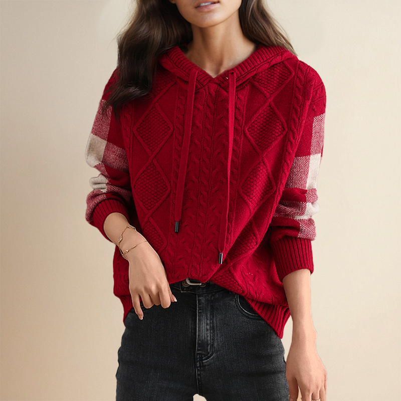 Tamsin™ - HOODED SWEATER WITH ELEGANT JACQUARD DESIGN