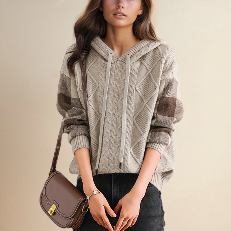 Tamsin™ - HOODED SWEATER WITH ELEGANT JACQUARD DESIGN