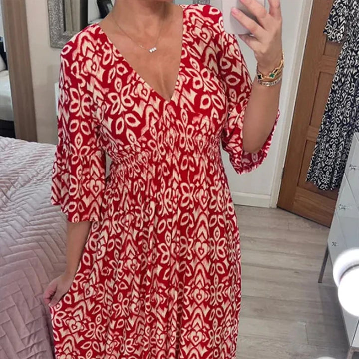 Tracie-Floral V-neck dress